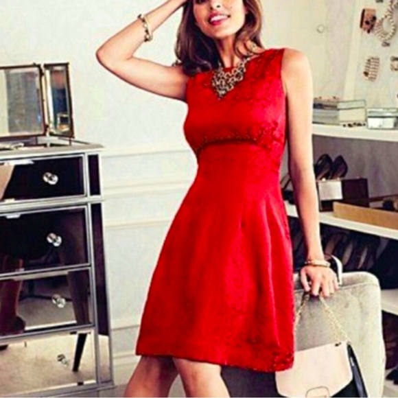 EVA MENDES for NEW YORK & COMPANY ~ Beautiful Red Jacquard Shift Dress ~ Size 0 - Picture 1 of 2